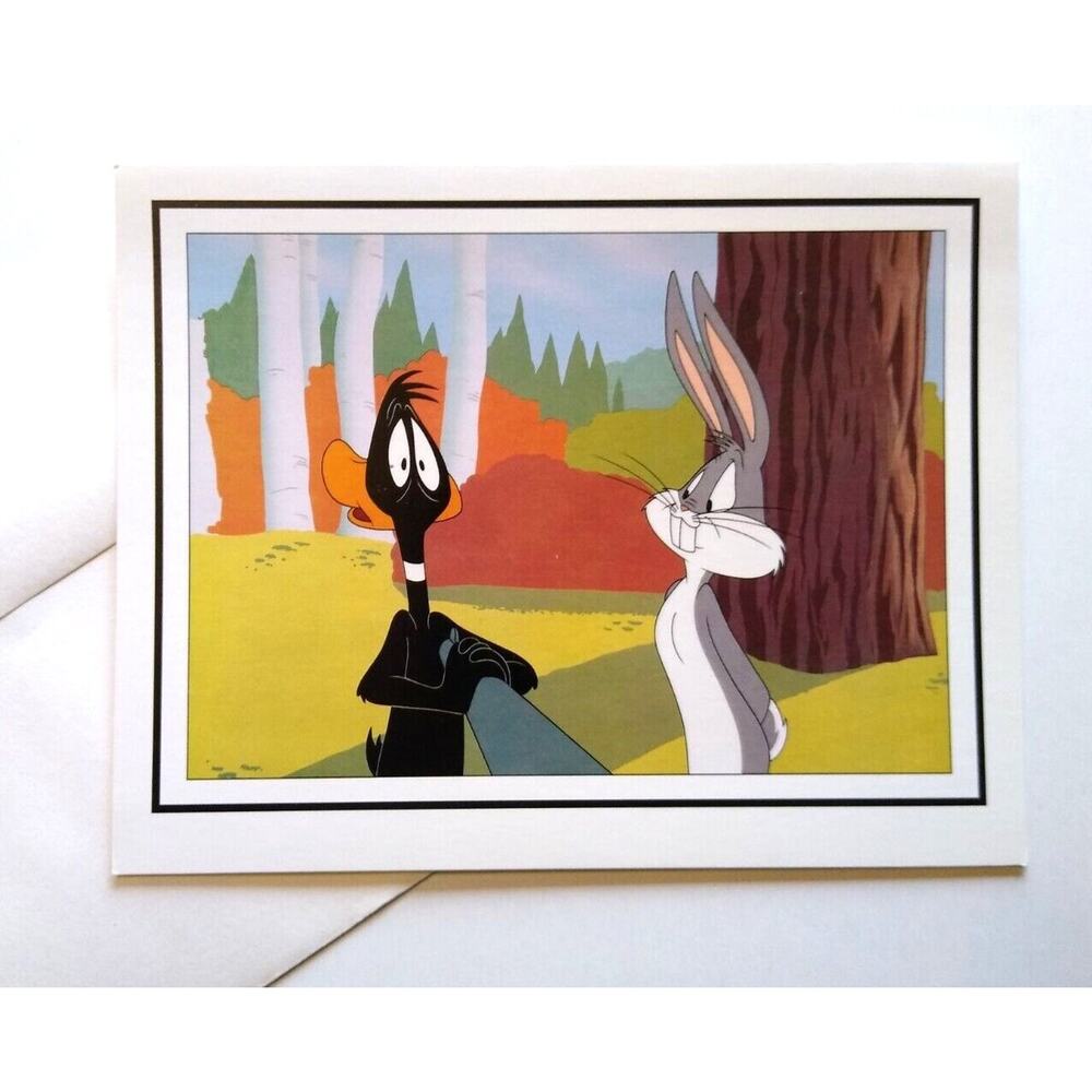Bugs Bunny Daffy Duck Rabbit Fire Greeting Card 1992 Unused Vintage Cartoon Art